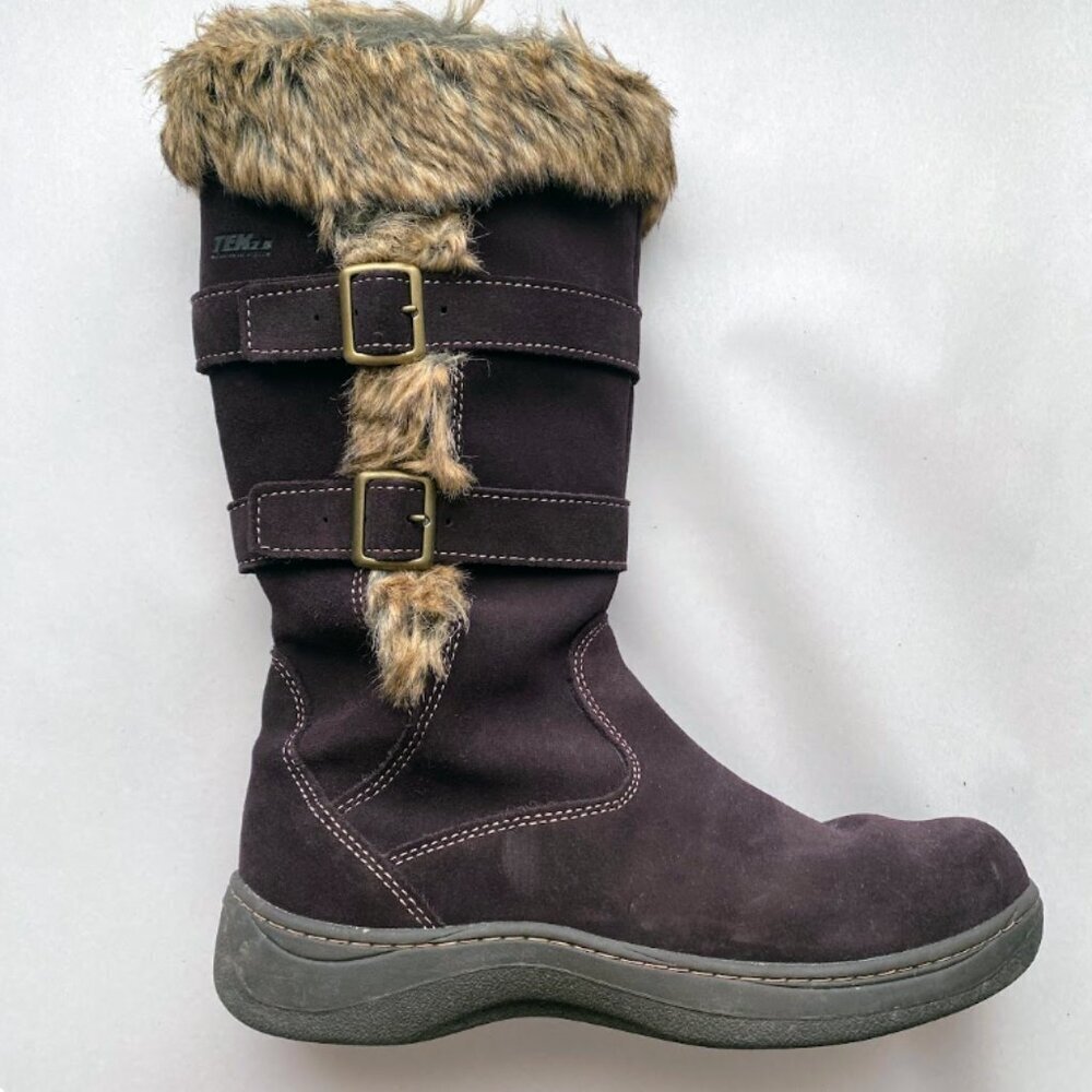 L.L.Bean Women's Tek 2.5 Leather Faux Fur Primaloft Nordic Boots Waterproof Size
